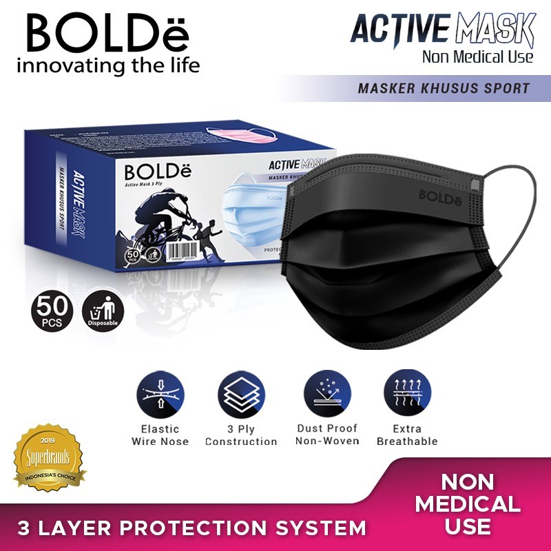 BOLDe Active Mask 3Ply 50 Pcs
